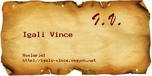 Igali Vince névjegykártya